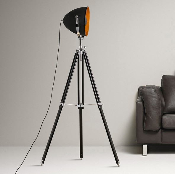 Wood tripod floor lamp